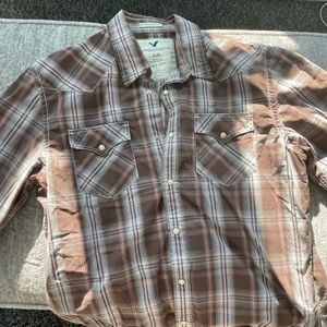 MENS American Eagle Plaid Pearl Button Down